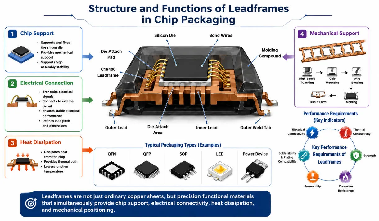 How Is the “Metal Framework” Inside a Chip Manufactured? Manufacturing Process of C19400 Lead Frame Copper Strip from Melting to Stamping Forming